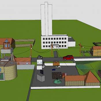 现代小镇房子建筑SU模型下载_sketchup草图大师SKP模型