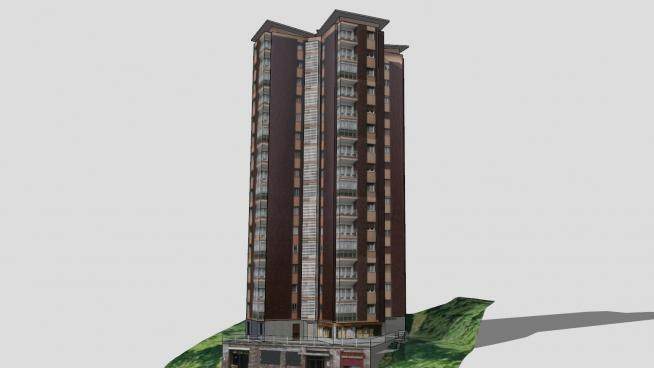 现代高层住宅公寓建筑SU模型下载_sketchup草图大师SKP模型