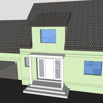 平房屋子建筑SU模型下载_sketchup草图大师SKP模型