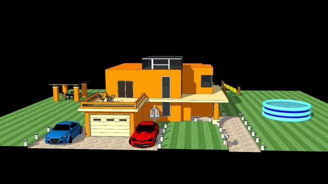 现代的房子住宅建筑SU模型下载_sketchup草图大师SKP模型