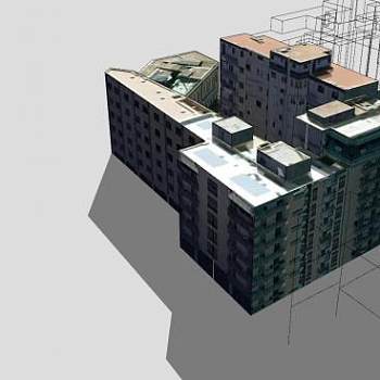 现代建筑多层房子SU模型下载_sketchup草图大师SKP模型