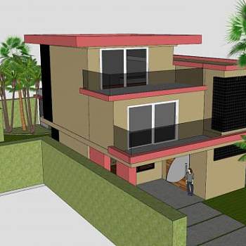现代房子简约屋子SU模型下载_sketchup草图大师SKP模型