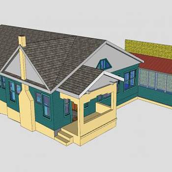 牵牛花餐厅建筑房子SU模型下载_sketchup草图大师SKP模型