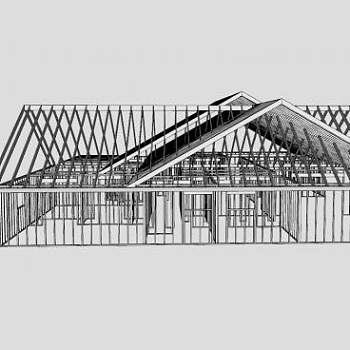 现代实木房子框架SU模型下载_sketchup草图大师SKP模型