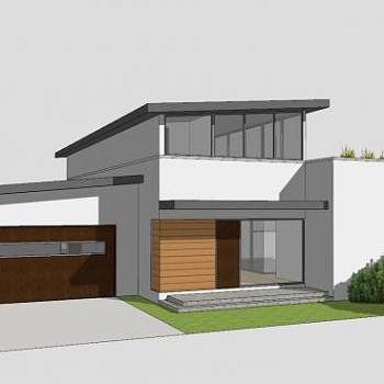 现代化平房住宅建筑SU模型下载_sketchup草图大师SKP模型