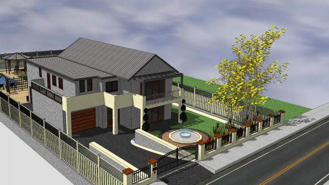 现代四居室住宅房子SU模型下载_sketchup草图大师SKP模型