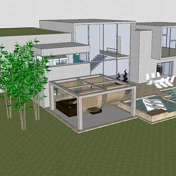 别墅建筑房子漂亮建筑SU模型下载_sketchup草图大师SKP模型