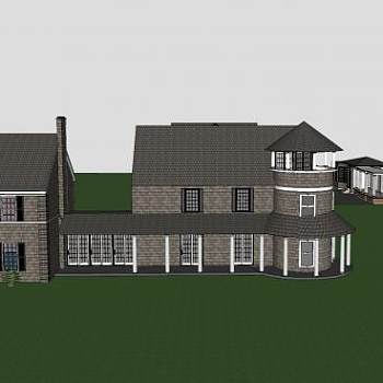 复仇格雷森建筑庄园SU模型下载_sketchup草图大师SKP模型