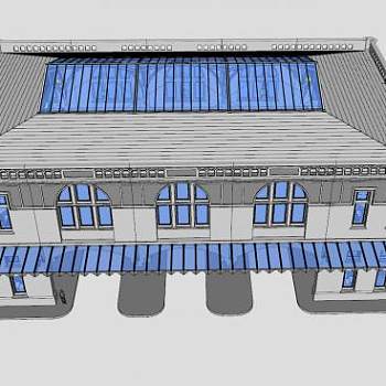 现代市场大厅建筑SU模型下载_sketchup草图大师SKP模型