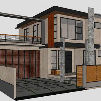 现代极简主义之家房子SU模型下载_sketchup草图大师SKP模型