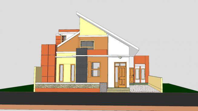 现代屋顶建筑房子SU模型下载_sketchup草图大师SKP模型