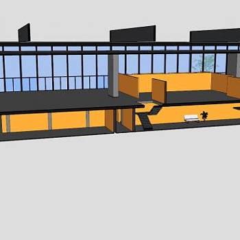 玻璃房中宴会厅建筑SU模型下载_sketchup草图大师SKP模型