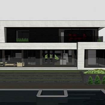 现代房子公寓建筑SU模型下载_sketchup草图大师SKP模型