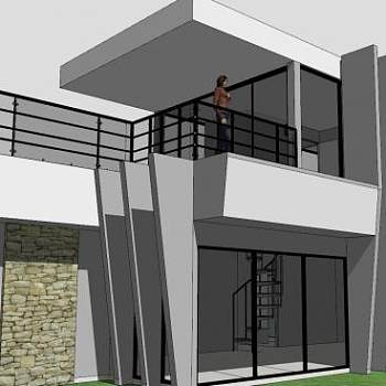 现代主义住宅建筑SU模型下载_sketchup草图大师SKP模型