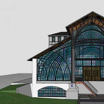 铁塔沙纳木屋建筑SU模型下载_sketchup草图大师SKP模型