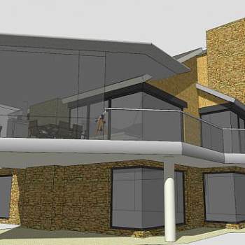 海滨别墅暖房建筑SU模型下载_sketchup草图大师SKP模型