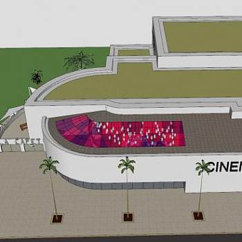 当代影院建筑SU模型下载_sketchup草图大师SKP模型