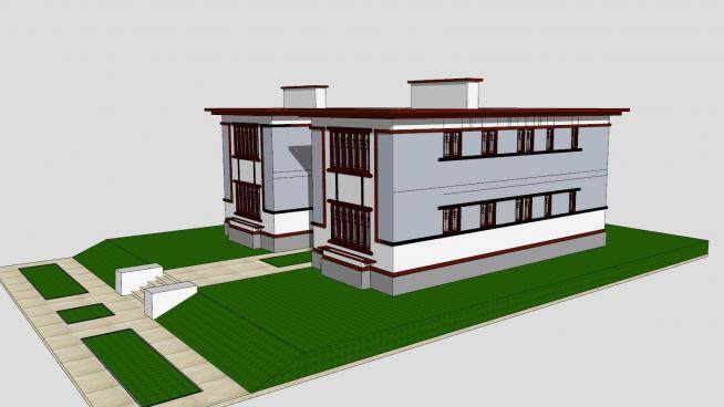 美国体系建造房屋建筑SU模型下载_sketchup草图大师SKP模型