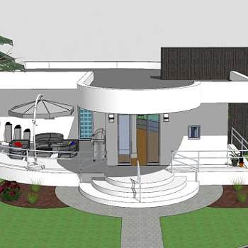 现代三号新家房子SU模型下载_sketchup草图大师SKP模型