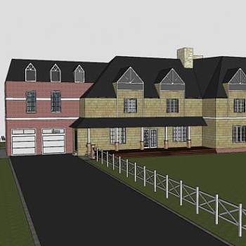 大房子住宅老建筑SU模型下载_sketchup草图大师SKP模型