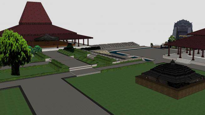 印度尼西亚迷你公园建筑SU模型下载_sketchup草图大师SKP模型