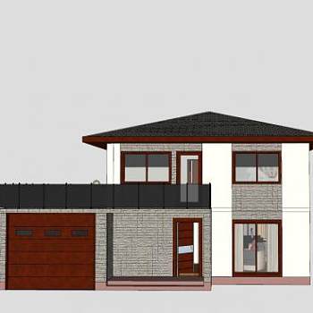 现代化房子户外建筑SU模型下载_sketchup草图大师SKP模型