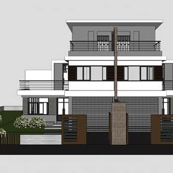 现代双层别墅SU模型下载_sketchup草图大师SKP模型