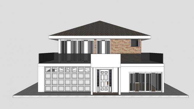 现代化双层住宅房子SU模型下载_sketchup草图大师SKP模型