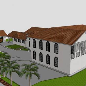 大型现代意大利大厦建筑SU模型下载_sketchup草图大师SKP模型