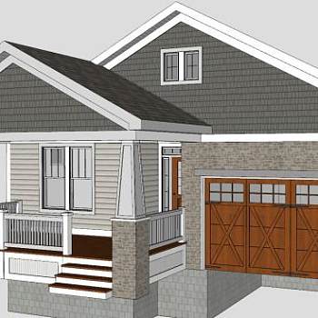 郊区独立天井住宅房子SU模型下载_sketchup草图大师SKP模型