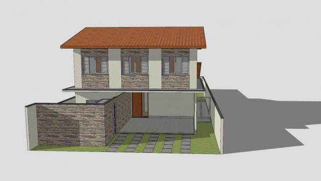 家庭双层住宅房子SU模型下载_sketchup草图大师SKP模型