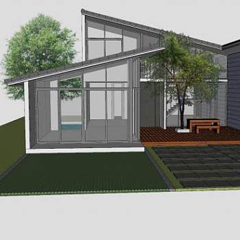 现代房屋风格住宅SU模型下载_sketchup草图大师SKP模型