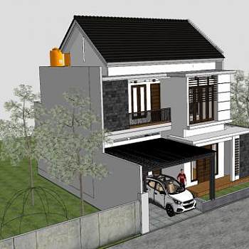 极简主义小房子住宅SU模型下载_sketchup草图大师SKP模型