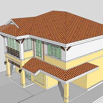 两层独立式住宅房子SU模型下载_sketchup草图大师SKP模型