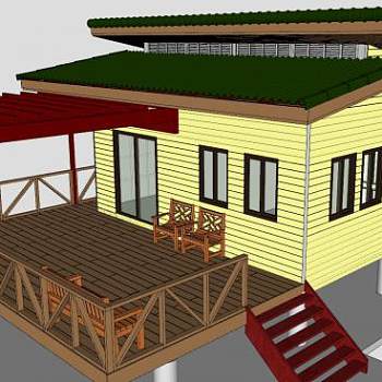 度假木屋房子建筑SU模型下载_sketchup草图大师SKP模型