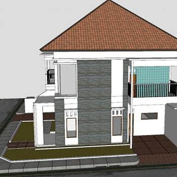 双层住宅房子建筑SU模型下载_sketchup草图大师SKP模型