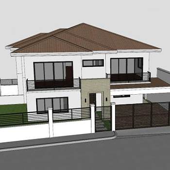 现代多层白色建筑SU模型下载_sketchup草图大师SKP模型