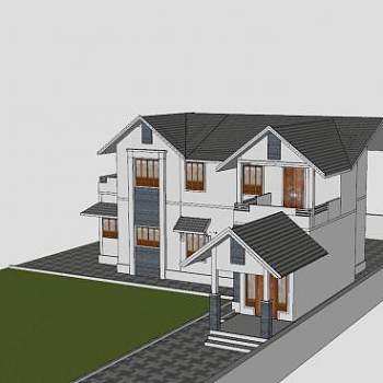 喀拉拉邦房子建筑SU模型下载_sketchup草图大师SKP模型