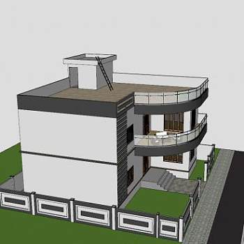 居住建筑房子住宅SU模型下载_sketchup草图大师SKP模型