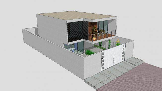 现代化住宅双层建筑SU模型下载_sketchup草图大师SKP模型
