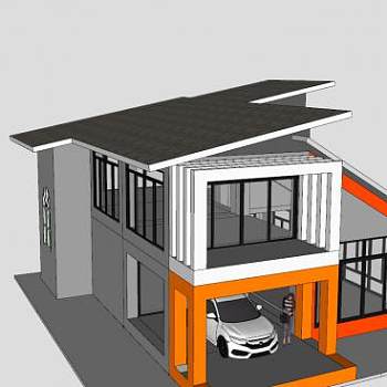 现代双层居民房SU模型下载_sketchup草图大师SKP模型