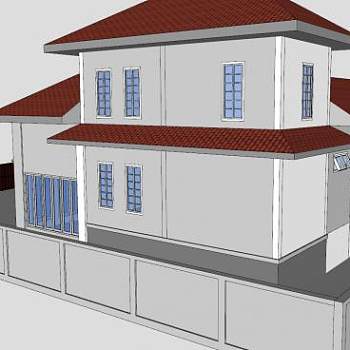 现代白色房子SU模型下载_sketchup草图大师SKP模型