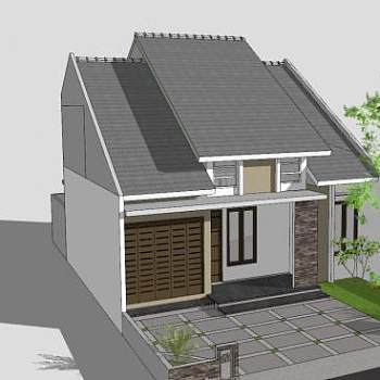 现代简约平房建筑SU模型下载_sketchup草图大师SKP模型