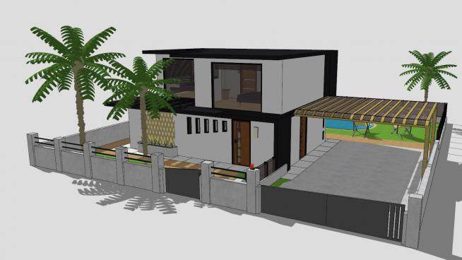 现代居民房建筑SU模型下载_sketchup草图大师SKP模型