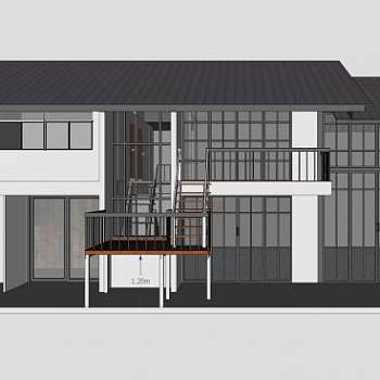 现代家庭建筑住宅SU模型下载_sketchup草图大师SKP模型