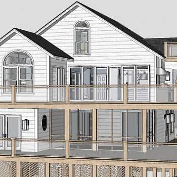 过渡海岸住宅建筑SU模型下载_sketchup草图大师SKP模型