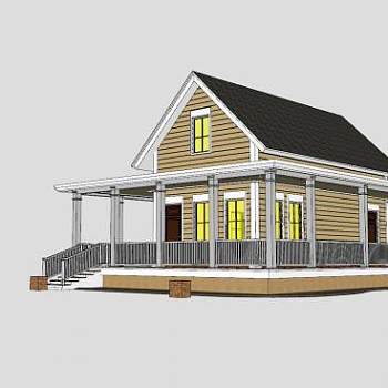 国家房子建筑SU模型下载_sketchup草图大师SKP模型