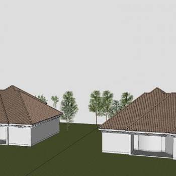 屋苑乡村房子SU模型下载_sketchup草图大师SKP模型