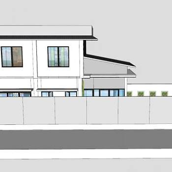 现代白色建筑SU模型下载_sketchup草图大师SKP模型