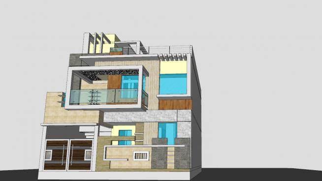 现代住宅豪宅房子SU模型下载_sketchup草图大师SKP模型